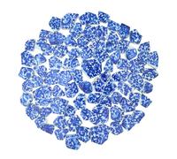 Yuvori 1.1 lbs Blue and White Irregular Porcelain Mosaic Tiles, DIY Handmade, Bathroom, Living Room, Kitchen Backsplash, Outdoor (06, Medium)