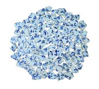Yuvori 1.1 lbs Blue and White Irregular Porcelain Mosaic Tiles, DIY Handmade, Bathroom, Living Room, Kitchen Backsplash, Outdoor (05, Medium)