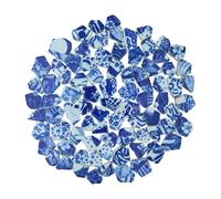 Yuvori 1.1 lbs Blue and White Irregular Porcelain Mosaic Tiles, DIY Handmade, Bathroom, Living Room, Kitchen Backsplash, Outdoor (02, Medium)
