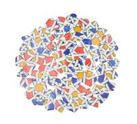 Yuvori 1.1 lbs Modern Abstract Geometric Irregular Porcelain Mosaic Tiles, DIY Handmade, Bathroom, Living Room, Kitchen Backsplash, Outdoor (01, Medium)