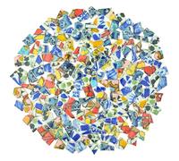 Yuvori 1.1 lbs Modern Abstract Geometric Irregular Porcelain Mosaic Tiles, DIY Handmade, Bathroom, Living Room, Kitchen Backsplash, Outdoor (Mix Color, Small)