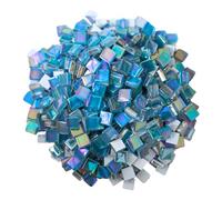 Yuvori 1.1 lbs Square Crystal Mosaic Tiles, 0.39 inch, DIY, for Bathroom, Living Room, Kitchen, Balcony (Iridescent Blue)