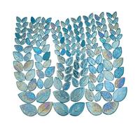 Yuvori Iridescent Ceramic Leaf Mosaic Tiles, Mixed Sizes, 1.1 lbs, Beautiful Colors, Perfect for DIY Crafts, Indoor & Outdoor Decor, Garden Art & Mosaic Projects (Sky Blue Leaves)