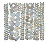 Yuvori Iridescent Ceramic Leaf Mosaic Tiles, Mixed Sizes, 1.1 lbs, Beautiful Colors, Perfect for DIY Crafts, Indoor & Outdoor Decor, Garden Art & Mosaic Projects (White Leaves)