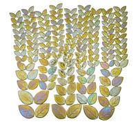 Yuvori Iridescent Ceramic Leaf Mosaic Tiles, Mixed Sizes, 1.1 lbs, Beautiful Colors, Perfect for DIY Crafts, Indoor & Outdoor Decor, Garden Art & Mosaic Projects (Yellow Leaves)