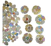 Yuvori Iridescent Ceramic Petal and Leaf Mosaic Tiles, Mixed Sizes, 1.1 lbs, DIY, Indoor & Outdoor Decor (Champagne Petals)