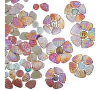 Yuvori Iridescent Ceramic Petal and Leaf Mosaic Tiles, Mixed Sizes, 1.1 lbs, DIY, Indoor & Outdoor Decor (Pink Petals)