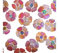 Yuvori Iridescent Ceramic Petal and Leaf Mosaic Tiles, Mixed Sizes, 1.1 lbs, DIY, Indoor & Outdoor Decor (Red Petals)