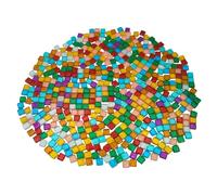 Yuvori Mixed Color Mosaic Tiles, 1.1 lbs - Glitter Small Square Glass Tiles, 0.39 inch, Ideal for DIY Crafting, Bathroom, Kitchen, Living Room, Garden, and Outdoor Decor (Glitter Square)