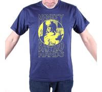 YUWANG Men's Yba A Tribute to Garth Marenghi'S Darkplace T Shirt - Monkey B*Stard Hands Navy XL