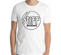 YUWANG Stiff Records Screen Printed Punk New Wave Tshirt - Costello Ian Dury The Damned1 for Men White XL