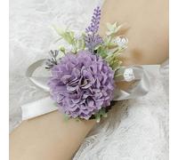 YUWEN 2Pcs Lilac Artifical Flowers Bracelet Flowers Wedding Boutonnieres Wrist Corsage Wedding Accessories