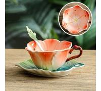 YUWEN Creative 3D Hand-painted Fusang Flower Sunflower Clivia Enamel Color Ceramic Coffee Tea Set Afternoon Tea Cup Plate
