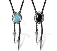 YUWJOOWEE 2pcs Bolo Tie for Men, Cowboy Necklace Cowboy Accessories Round Shape Western Cowboy Bola Bolero Tie Supplies Western Jewelry Handmade With Alloy Turquoise Cowboy Birthday