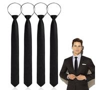 YUWJOOWEE 4 Piece Men's Tie Set, Adjustable Tie Set for Men with Zip, Pre-Tied Knot Men for Ties Wedding Ties, Funeral Tie, Zip, black, 19
