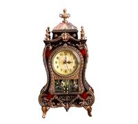 yuwqqoajv Antique Table Clock With Unique Style Easy To Read Timeless Accurate Timekeeping Retro Table Clock Plastic Desktop Clock, Brown Red