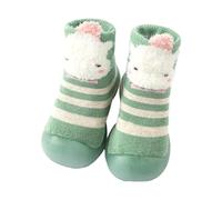 yuwqqoajv Lightweight Infant Toddler Shoes Breathable And Non-slip For First Steps Stripe Cute Animal Style Socks Shoes Polyester, green, 20/21