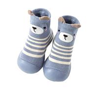 yuwqqoajv Lightweight Infant Toddler Shoes Breathable and Non-Slip for First Steps Stripe Cute Animal Style Socks Shoes Polyester, Blue, 26/27