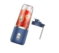 yuwqqoajv Travel-friendly 400ml Juicer with 6 Blades USB Rechargeable for On-Go Fruit Smoothie, Blue with Cup Lid