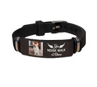 YUWVVCV Personalized memorial bracelet for loved ones and pets, customized exclusive photo bracelet, remember the name and date, precious memorial gift, 21cm, Titanium Steel, no gemstone