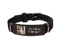 YUWVVCV Personalized memorial bracelet for loved ones and pets, customized exclusive photo bracelet, remember the name and date, precious memorial gift, 21cm, Titanium Steel, no gemstone