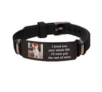 YUWVVCV Personalized memorial bracelet for loved ones and pets, customized exclusive photo bracelet, remember the name and date, precious memorial gift, 21cm, Titanium Steel, no gemstone