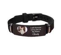 YUWVVCV Personalized memorial bracelet for loved ones and pets, customized exclusive photo bracelet, remember the name and date, precious memorial gift, 21cm, Titanium Steel, no gemstone