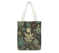 YUXBVKRS A Puff in Time Weed Rosemary Canvas Tote Bag with Zipper Pocket, Double-Sided Print Shoulder Bag for Women