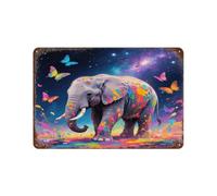 YUXBVKRS Astra Elephant Printed Tin Sign, Metal Poster for Wall Decor, Iron Tin Signs with Rust Vintage Retro Man Cave Bar Pub Shed Novelty Gift 7.9"x11.8"