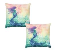 YUXBVKRS Beautiful Mermaid Tail Print Cushion Covers 18 "x18 | Decorative Throw Pillow Covers Short Plush Throw Pillowcase for Sofa, Bed And Armchair Decor