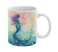 YUXBVKRS Beautiful Mermaid Tail Print Mug 11 Oz | Ceramic Mug with Handle, Cute Novelty Coffee Cup for Home, Office, and Tea Breaks, Her Or Him