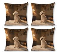 YUXBVKRS Bichon Frise at Home Printed Cushion Covers 18x18 Inch Linen Pillow Covers Modern Throw Pillow Cases for Sofa Decorations Outdoor Garden Easter Summer Party Home