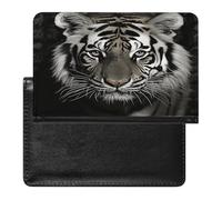 YUXBVKRS Black and White Tiger Print Passport Holder for Travel | Cute Passport Cover, PU Travel Document Holder for Men Women