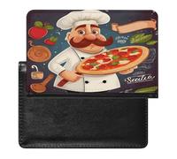 YUXBVKRS Chef Pizza Print Passport Holder for Travel | Cute Passport Cover, PU Travel Document Holder for Men Women