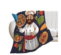 YUXBVKRS Chef Pizza1 Blanket 130×150 cm, Soft Cozy Flannel Printed Throw Blanket for Couch Bed Home Decor