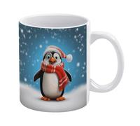 YUXBVKRS Christmas Funny Penguin Print Mug 11 Oz | Ceramic Mug with Handle, Cute Novelty Coffee Cup for Home, Office, and Tea Breaks, Her Or Him