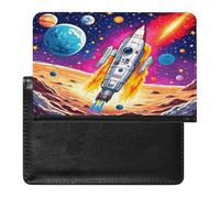 YUXBVKRS Cosmic Rocket Blastoff Print Passport Holder for Travel | Cute Passport Cover, PU Travel Document Holder for Men Women