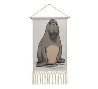 YUXBVKRS Cotton And Linen Hanging Poster, Vertical Wall Hanging Scroll Painting, Tapestry with Tassel, Walrus Wall Art Decor for Bedroom Living Room Dorm Hall Hallway 25x50 CM
