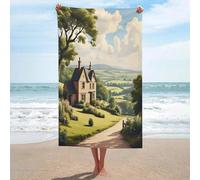 YUXBVKRS Country Cottage View Print Beach Towel Large Lightweight Soft Absorbent Bath Towel for Men Women Girls Travel Sports Shower Sand Free Towels 130x80cm