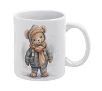 YUXBVKRS Cute Bear Print Mug 11 Oz | Ceramic Mug with Handle, Cute Novelty Coffee Cup for Home, Office, and Tea Breaks, Her Or Him