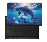 YUXBVKRS Cute Dolphins Print Passport Holder for Travel | Cute Passport Cover, PU Travel Document Holder for Men Women