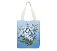 YUXBVKRS Do Not Forget Me Canvas Tote Bag with Zipper Pocket, Double-Sided Print Shoulder Bag for Women
