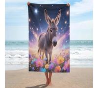 YUXBVKRS Donkey in Magic Blooms Print Beach Towel Large Lightweight Soft Absorbent Bath Towel for Men Women Girls Travel Sports Shower Sand Free Towels 130x80cm