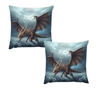 YUXBVKRS Flying Dragon Print Cushion Covers 18 "x18 | Decorative Throw Pillow Covers Short Plush Throw Pillowcase for Sofa, Bed And Armchair Decor