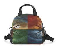 YUXBVKRS Four Season Tree of Life Lunch Bag for Women & Men, Insulated Lunch Box with Shoulder Strap Portable Leakproof Cooler Tote Bag for Work, Picnic,Travel