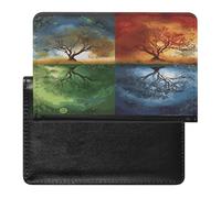 YUXBVKRS Four Season Tree of Life Print Passport Holder for Travel | Cute Passport Cover, PU Travel Document Holder for Men Women