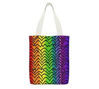 YUXBVKRS Gay Pride Rainbow Pattern Canvas Tote Bag with Zipper Pocket, Double-Sided Print Shoulder Bag for Women