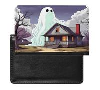 YUXBVKRS Haunted House Print Passport Holder for Travel | Cute Passport Cover, PU Travel Document Holder for Men Women
