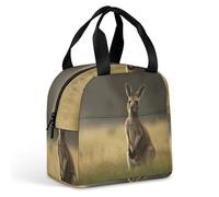 YUXBVKRS Kangaroo Standing on The Grass Lunch Bag, Leakproof Insulated Lunchbox Cooler Tote for Adults Office, Gym, Beach & Trave