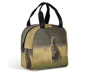 YUXBVKRS Kangaroo Standing on The Grass Lunch Bag, Leakproof Insulated Lunchbox Cooler Tote for Adults Office, Gym, Beach & Trave